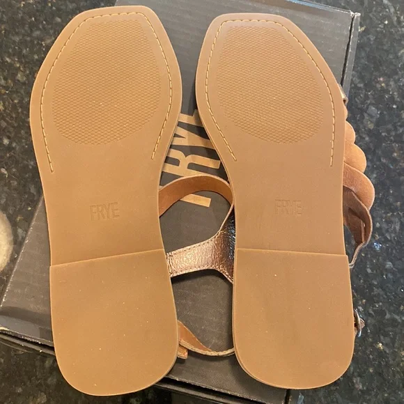 Frye Braided Strap Sydney Sandal NIB Size 10 in Bronze - Picture 9 of 16